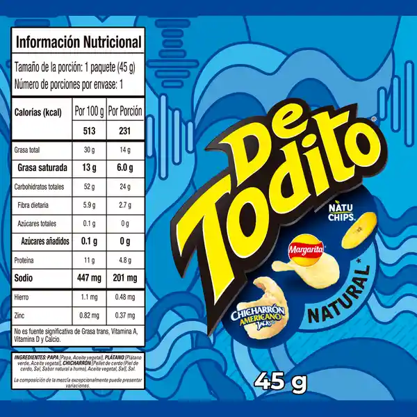 De Todito Snack Natural de Plátano y Chicharrón