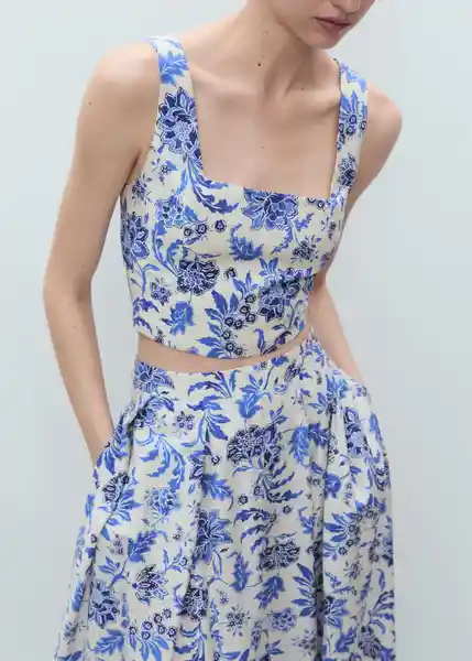 Falda Indigo Offwhite Talla 38 Mujer Mango