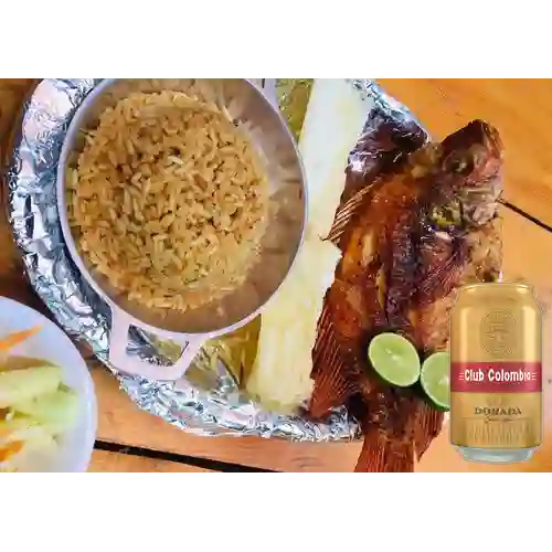 Combo Mojarra Frita + Club col. Dorada Lta 330ml