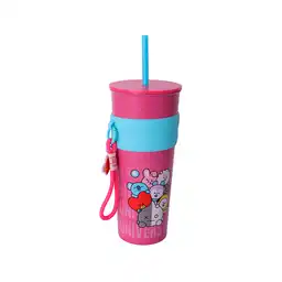 Vaso Con Colgante y Pitillo Rosa Bt21 800 mL Miniso