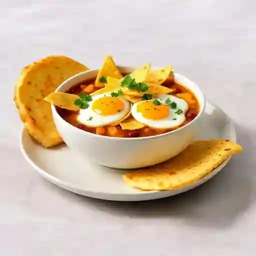 Caldo con Tortilla O Huevos Pochados