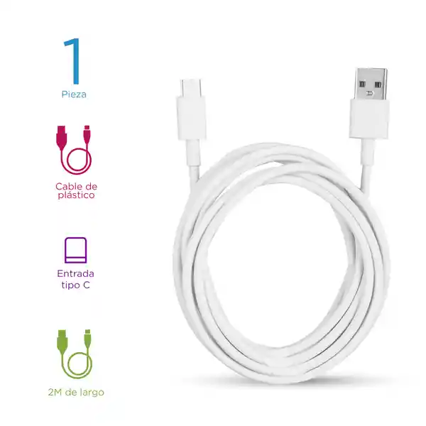 Cable de Datos Tipo C Blanco 2 m Miniso