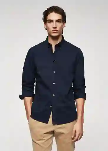 Camisa Lumiere Marino Talla L Hombre Mango