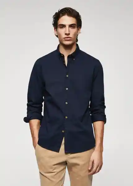 Camisa Lumiere Marino Talla L Hombre Mango