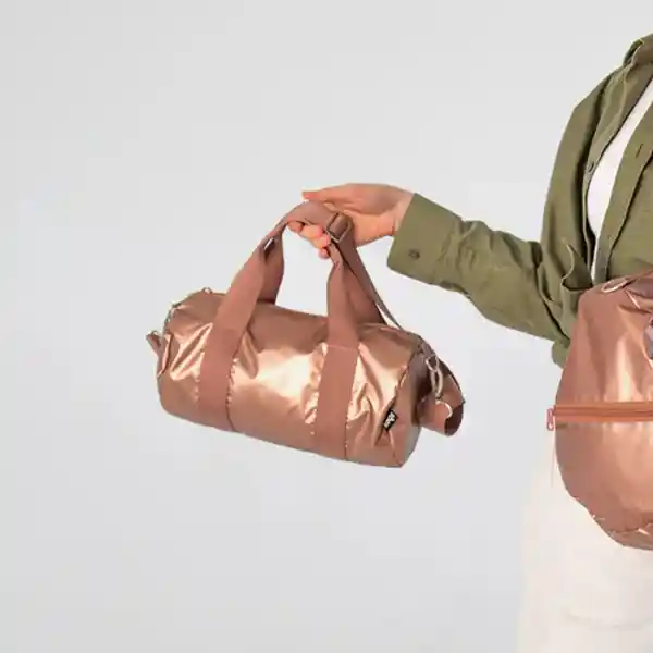 Loqi Bolsa Duffel Pequeño Ligero Rosa Metalizado