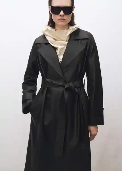 Abrigo Trench North Negro Talla XS Mujer Mango