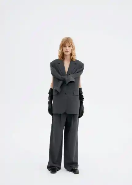 Blazer Americana Milano Gris Talla XL Mujer Mango