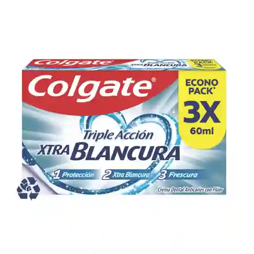 Colgate Crema Dental Triple Acción 60 mL x 3 Und