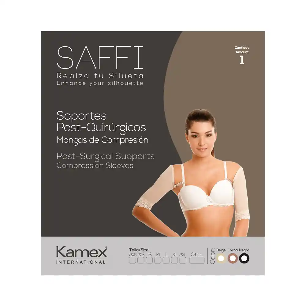 Saffi Mangas de Compresión Talla L Color Beige