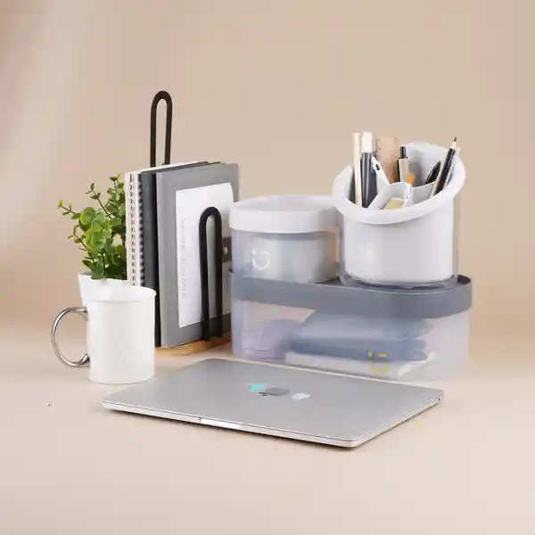 Organizador 3 Compartimentos Serie Silver Gray Gris Claro Miniso