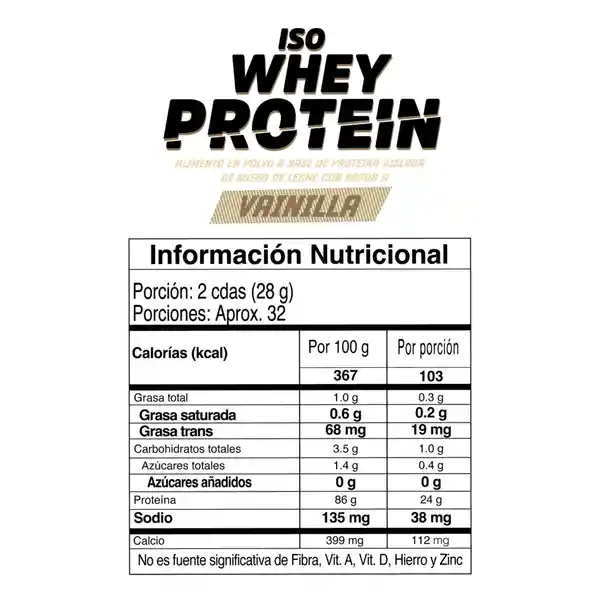 Iso Whey Protein Vainilla Colanta X 907 G