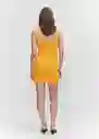 Vestido Cari Mostaza Talla L Mujer Mango