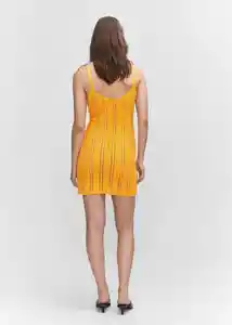 Vestido Cari Mostaza Talla L Mujer Mango