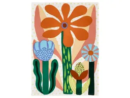 Paño Estampado Atemporal Flores Naranjas Casaideas