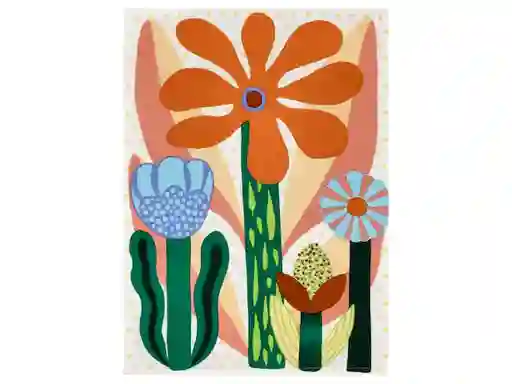 Paño Estampado Atemporal Flores Naranjas Casaideas