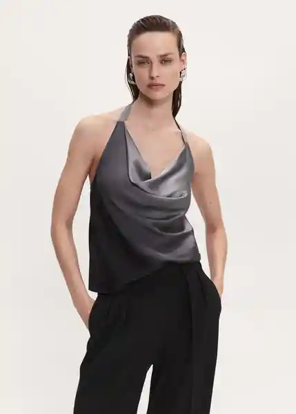 Top Musti Gris Talla XS Mujer Mango