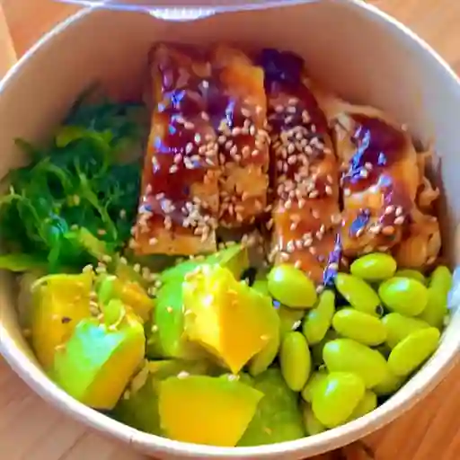 Poke bowl de pollo teriyaki