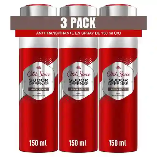 Desodorante Antitranspirante Hombre Old Spice Spray Sudor Defense Seco Seco 93 g Pack 3 Unidades