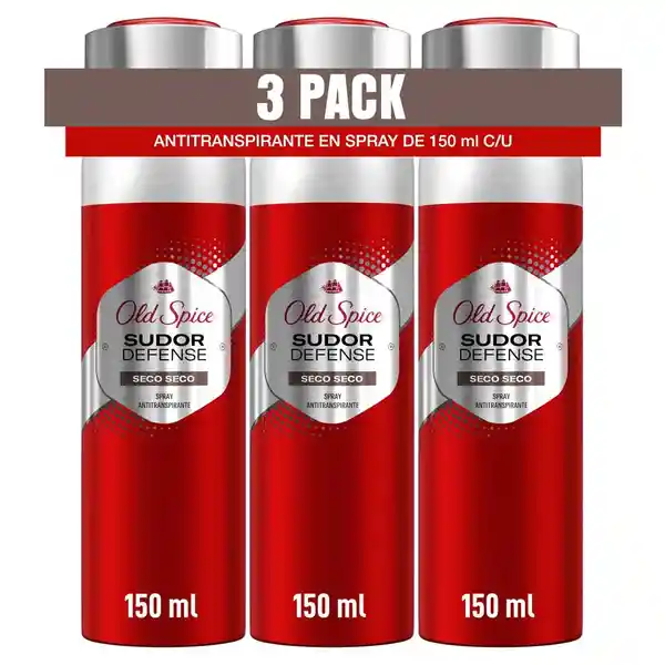 Desodorante Antitranspirante Hombre Old Spice Spray Sudor Defense Seco Seco 93 g Pack 3 Unidades