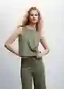 Top Cintia Khaki Talla XS Mujer Mango