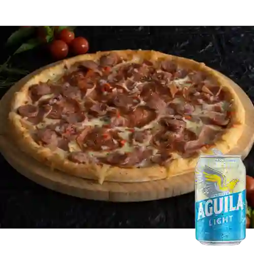 Combo Pizza Carnes + Cerveza Aguila Light Lta 330ml