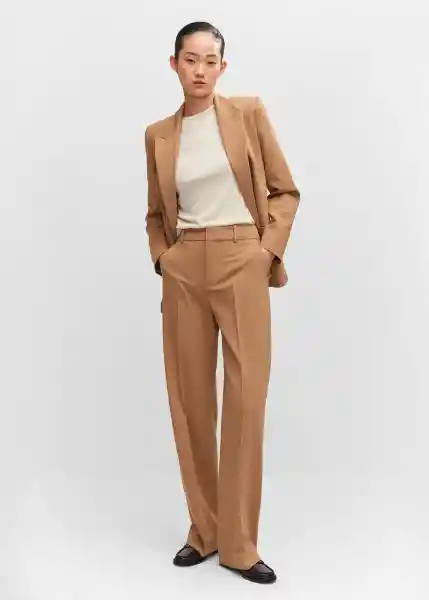 Pantalón Greta Camel Talla 52 Mujer Mango