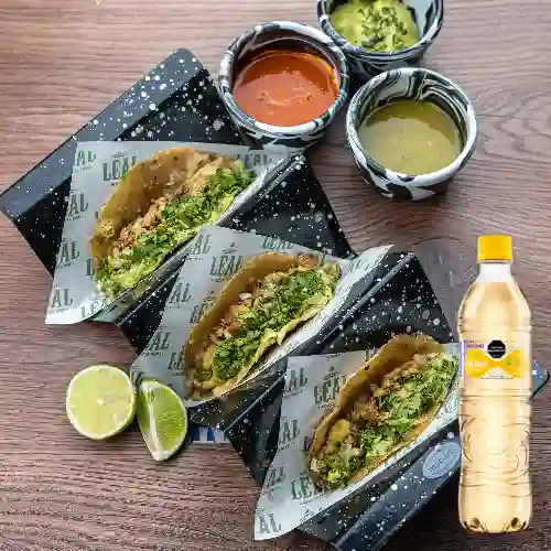 Combo Tacos de Carnitas +Brisa Sabor Maracuyá 600ml