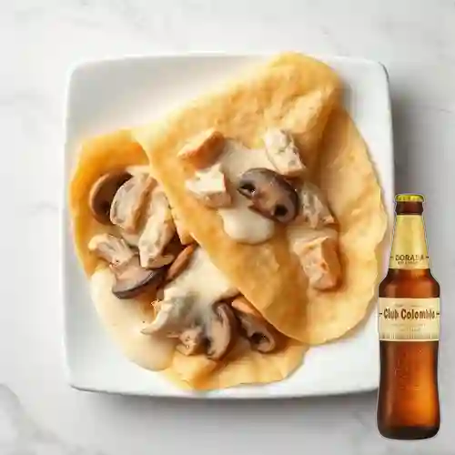 Combo Crepe Pollo, Queso&Champiñones + Club Cola 330ml
