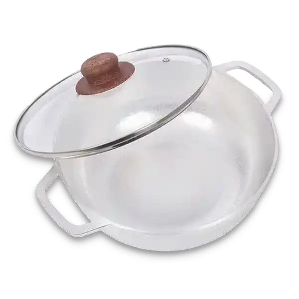 Universal Caldero Fundido + Tapa Vidrio 22 cm
