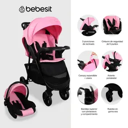 Bebésit Coche Travel System Sienna Rosado 5282P