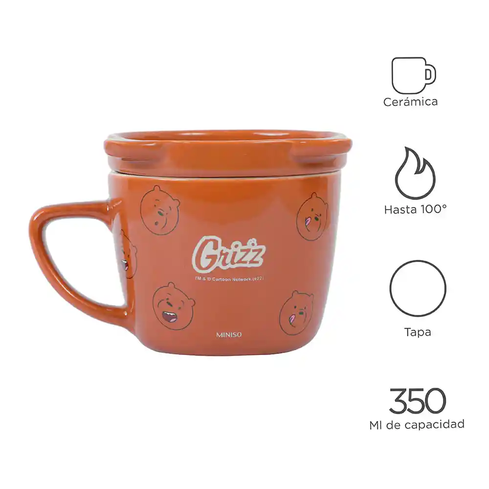 Taza Con Tapa we Bare Bears Collection 5 Grizzly Miniso