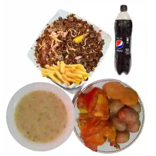 Medio Asado + Arroz Chino + Sopa + Econolitro