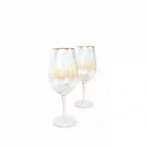 Set Copa Rayas Tornasol Borde Dorado 500 mL Ambiente Gourmet