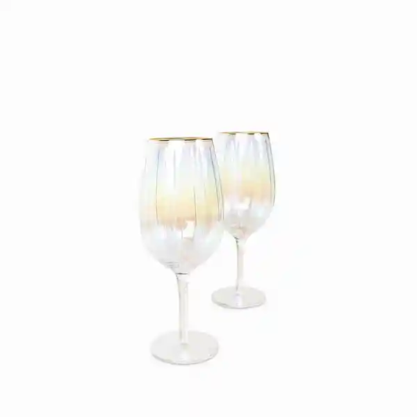 Set Copa Rayas Tornasol Borde Dorado 500 mL Ambiente Gourmet