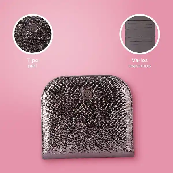 Cartera Corta Con Cierre Para Mujer Gris Serie Miniso