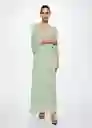 Vestido Plisi-A Verde Pastel Talla M Mujer Mango