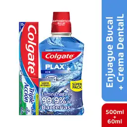 Enjuague Bucal Colgate Plax 500 mL y Crema Dental Colgate 60 mL