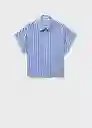 Camisa Mykonos Azul Talla L Mujer Mango