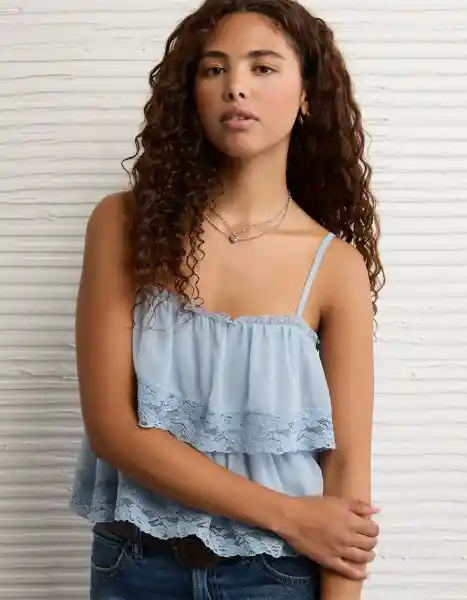 Camisa Mujer Azul Talla SMALL 6571401 American Eagle