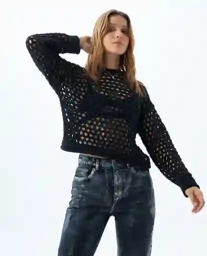 Buzo Mujer Negro Talla L 689f004 Americanino