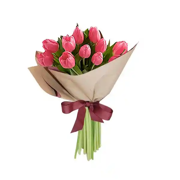 Arreglo Floral 10 Tulipanes Rosados Barcelona En Ramo