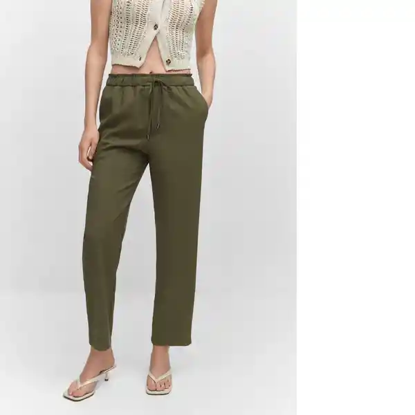 Pantalón Fluido Khaki Talla 18 Mujer Mango