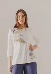 Camiseta Manga 3/4 Dama Blanco Talla S