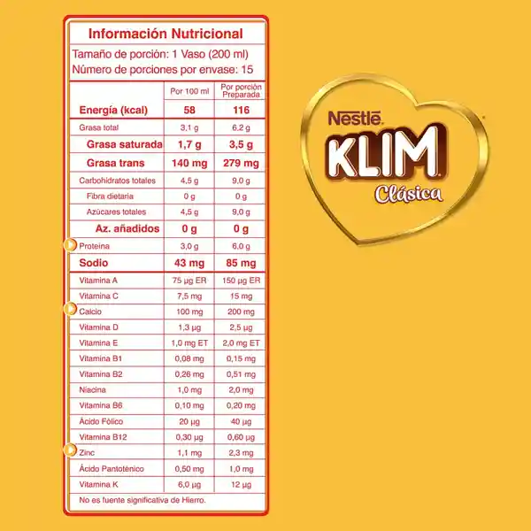 Klim Leche en Polvo Fortificada