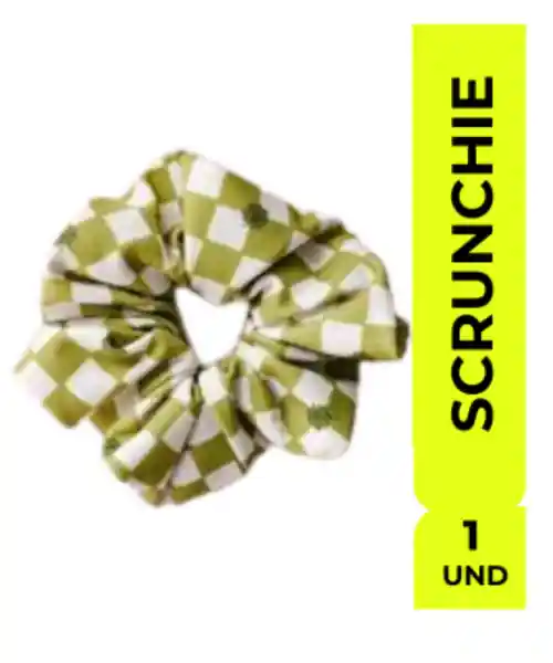 Hairclip Moña Scrunchie Checkers Verde Neon