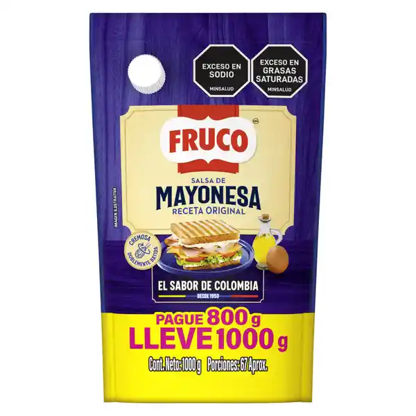 Salsa de Mayonesa Fruco Doypack Pague 800 g Lleve 1000 g