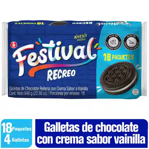 Festival Galletas Recreo de Chocolate con Crema Sabor a Vainilla