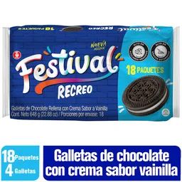 Festival Galletas Recreo Chocolate con Crema Sabor a Vainilla