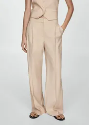 Pantalón Clavel Beige Talla 40 Mujer Mango