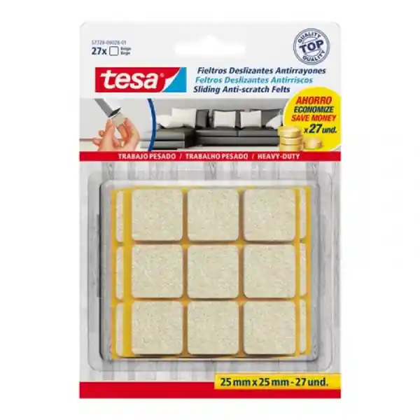Tesa Fieltro Antirayones Pesado Beige 25 mm x 25 mm